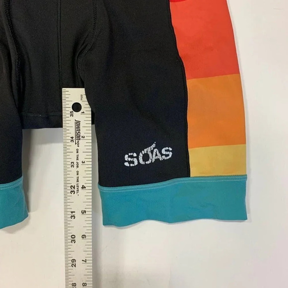 Soas Men's Rib Stretch Short Nylon Color Block Cycling Padded Shorts SIze S - Picture 13 of 13